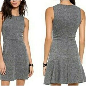 Theory Nikay D Kenmore Gray Tweed‎ Jersey Knit Fit & Flare Mini Dress Size 4